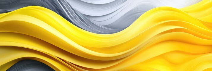 Sticker - Abstract Flowing Waves Design in Yellow and Gray. Modern Wave Pattern for Graphic Design