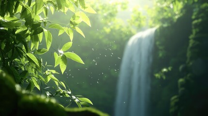 Breathtaking Waterfall in Lush Greenery