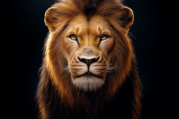 Poster - A hyper-realistic close-up of a lionâ€™s face, with every whisker, scar, and strand of fur rendered in stunning clarity, capturing the fierce intensity of this apex predator