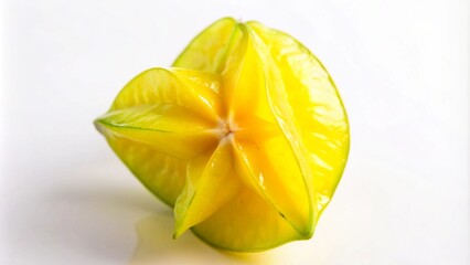 Wall Mural - Close-up of a ripe starfruit with a white background.