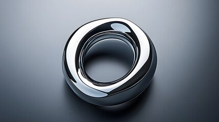 Poster - Modern abstract chrome metal ring on gray background, render, abstract, chrome, metal, ring, circle, object, modern