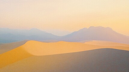 Wall Mural - Soft dunes rise and fall under a warm sunset painting a peaceful desert landscape of gold