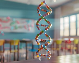 Poster - Classroom Learning About Genetic Enhancement With 3D DNA Models Showcasing Traits