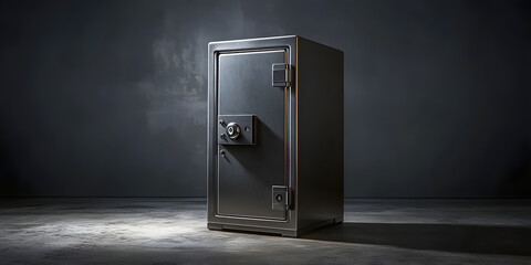 Poster - steel bank safe against dark backdrop, security, protection, deposit, lock, secure, vault, safety, m