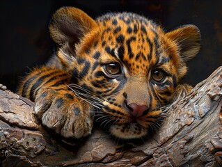 Poster - Close-up of a Leopard Cub's Face