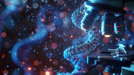 Poster - High Tech Microscope Zooming in on DNA Storing Digital Data within Genetic Structure