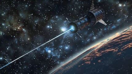 Poster - Futuristic Probe Relaying Interstellar Communication Data via Powerful Laser Link