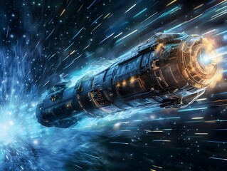 Wall Mural - interstellar message capsule traveling at near light speed towards alien civilization