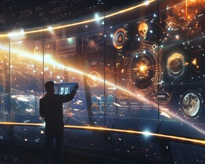 Poster - Scientist Deciphering Signals from Ancient Civilization on Holographic Displays in Deep Space Observatory