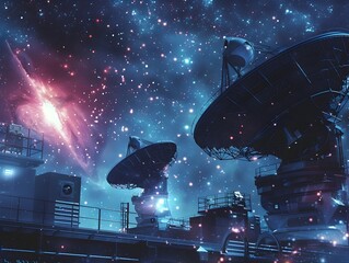 Poster - Futuristic Telescope Array Capturing Faint Signals from Deep Space in High Tech Lab for Interstellar Communication