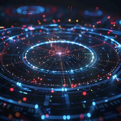 Poster - holographic quantum network display showcasing real time global connectivity and data transmission
