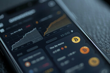 Poster - A phone screen shows a graph of a cryptocurrency's value