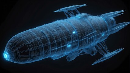 3d wireframe model of a spacecraft design concept background