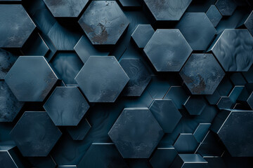 Poster - A blue background with a pattern of hexagons