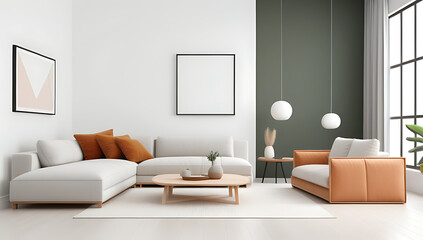 Wall Mural - modern living room empty white wall background