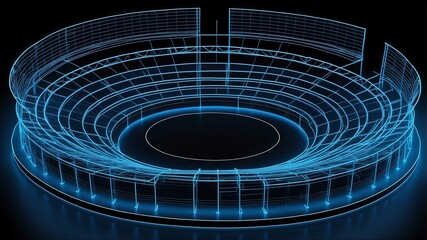 3d wireframe model of a amphitheater design concept background