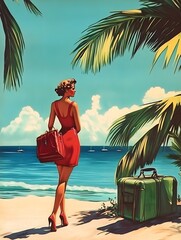 A nostalgic poster for a fictional travel destination in the 1950s