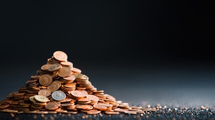 Poster - Pile of coins arranged in a pyramid shape, symbolizing financial stability and prosperity.