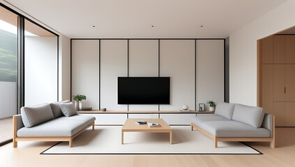 Wall Mural - modern living room wall featuring empty space