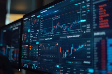 Poster - A computer monitor displays a number of graphs and charts