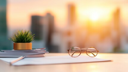 Canvas Print - A collection of investment documents neatly stacked on a desk, symbolizing careful financial management.