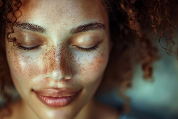 A woman with brown hair and a red face