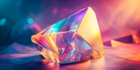 Iridescent background crystal glass abstract shape