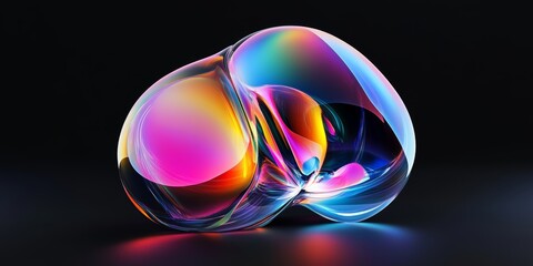 Iridescent background crystal glass abstract shape