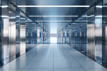 Poster - A large, empty, and shiny hallway with a lot of windows
