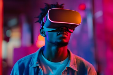 A man wearing a VR glasses