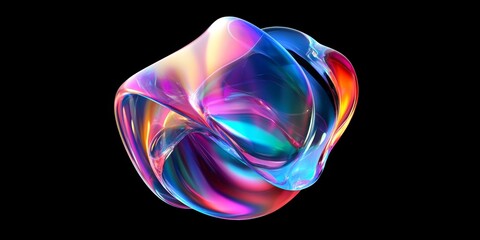 Iridescent background crystal glass abstract shape