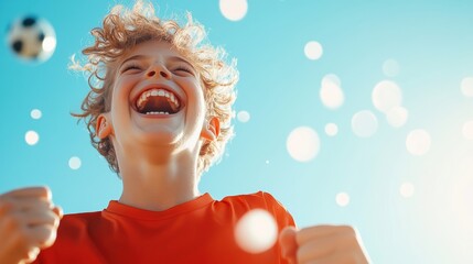 Sticker - A young athlete celebrating a victory with their team, capturing the joy and camaraderie of achieving goals together.