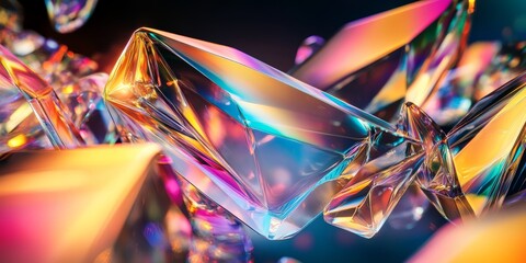 Iridescent background crystal glass abstract shape