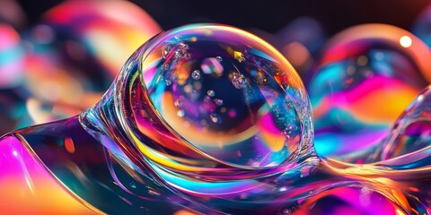 Iridescent background crystal glass abstract shape