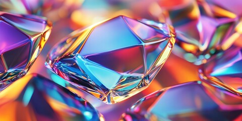 Iridescent background crystal glass abstract shape