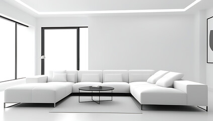 Poster - white living room sofa