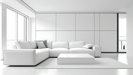 Poster - white living room sofa