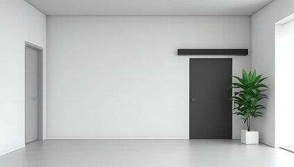 Wall Mural - empty room stucco wall plant closed door