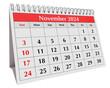 © Alex - November 2024 calendar. Page of the annual business desk month calendar isolated on transparent png
