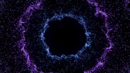 Poster - 4k Purple Particles Explosion. Motion Background. Blue glitter particle. Isolated on black. Animated Overlay. Holiday theme. Christmas 2025