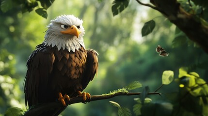 Angry Eagle Perched On A Branch