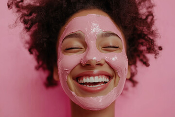 Wall Mural - cropped image of cheerful smiling young african american diverse young woman with applied deep clean
