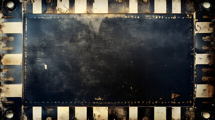 Wall Mural - Close up of a dark, scratched filmstrip, vintage, film, movie, cinema, retro, old, texture, grunge, background, negative, reel