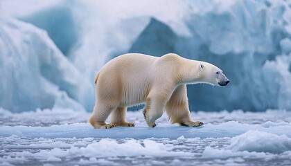 magnificent polar bear strolling across a frozen landscape embodying the beauty of wildlife in its n