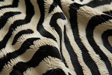 Leinwandbilder - Soft and textured zebra print fabric draped elegantly on a surface, showcasing contrasting black and white patterns that evoke a stylish and modern vibe
