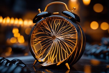 Poster - Geometric design of a broken clock, with soft lines representing the irreversible nature of time lost to mistakes
