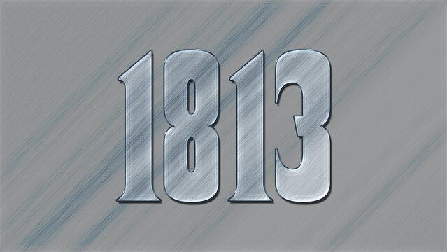 3D Glass effect number design of 1813, glassy background.