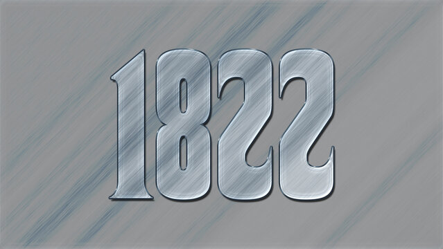 3D Glass effect number design of 1822, glassy background.
