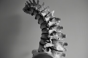 Poster - A detailed view of a human vertebral column showcasing the intricate structure of the spine against a neutral background highlighting its curvature and distinct anatomy