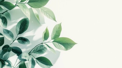 Botanical Leaf and Tree Branch Design on Fresh Green Background